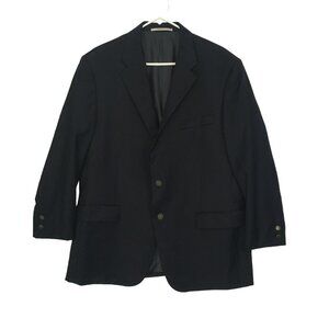 Hickey Freeman Lindsey Black Two Button Worsted Wool Jacket,‎ Sports Coat 44R